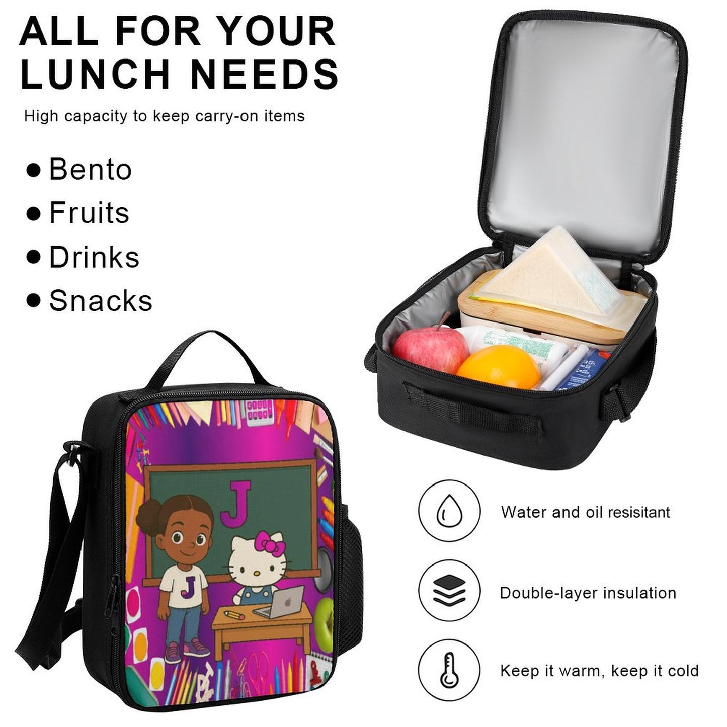 Kids 3-in-1 Polyester Backpack Set – Partial Print