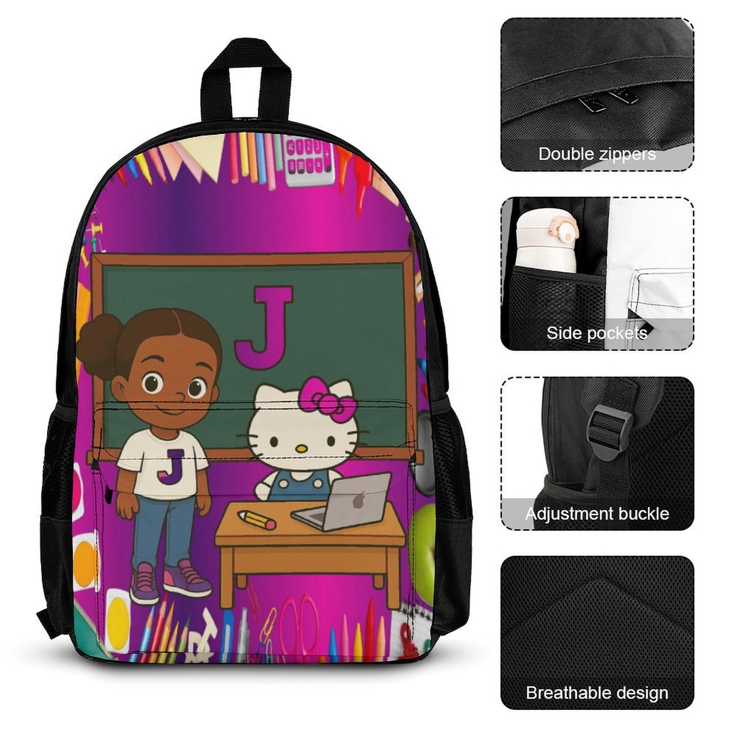 Kids 3-in-1 Polyester Backpack Set – Partial Print